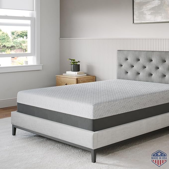 Celestial Sleep Gel Memory Foam Mattress in a Box, Made in The USA, CertiPUR-US® Certified Foam, Oeko-Tex, and Fiberglass-Free Certified Bed, 12 inch Soft - Queen