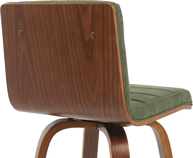Vienna Modern Counter Height Swivel Bar Stool with Vintage Green Upholstered Seat and Walnut Finished Wood Frame Set of 2