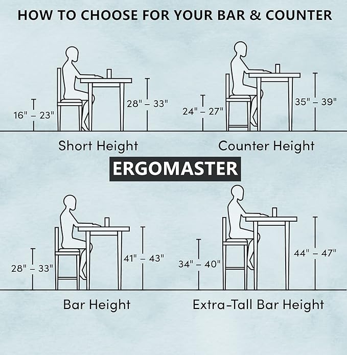 ERGOMASTER Swivel Bar-Stools Set of 2 Brown Counter Height Barstool 29 Inch Seat Bar Chair