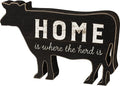 Primitives by Kathy Home is Where The Herd is Cow Black White Farmhouse Chunky Sitter Tier Tray Wood