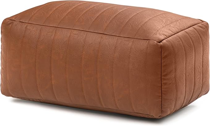 Anji Mountain 100% Handmade & Handcrafted Comfortable Home Décor Pouf Ottoman Footrest for Living Room, Bedroom, Nursery, Kidsroom, Patio Furniture - (22" x 12" x 10" - Camel)