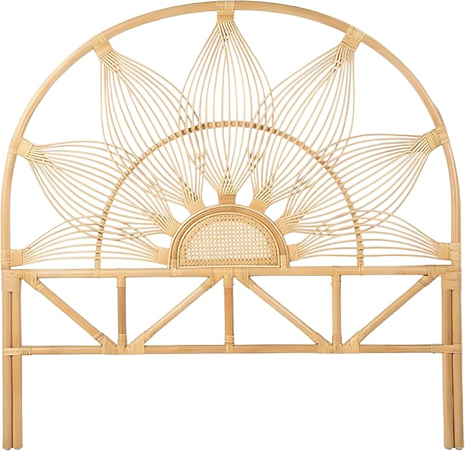 Kouboo Sunflower Rattan Full Headboard Bedroom Bedroom Furniture Headboard Full Size Tropical Decor Bohemian Decor Natural