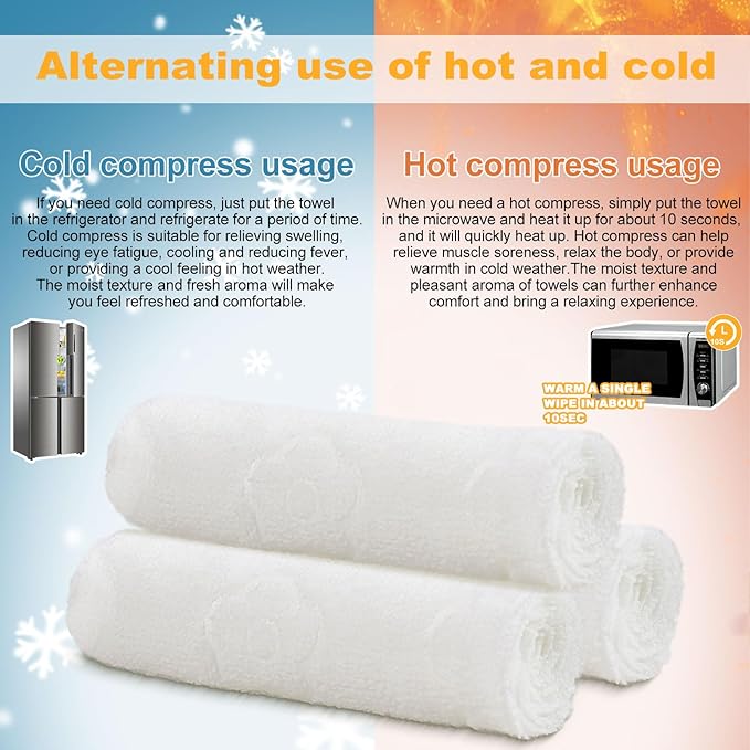 Moist Cotton Towel Bulk Moist Towelettes Individually Wrapped 8.7" x 8.7",White Towel Services,Refreshment Pre Moistened Towels Lavender,Lemon and Mint for Sport Party Spa(Pack of 300)