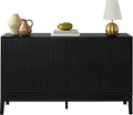 Best Choice Products 55" Modern 4-Door Sideboard Storage Cabinet, Buffet, Media Cabinet, Cupboard, Entryway Accent Table, Bookcase w/Reed Panels and Adjustable Shelves - Black