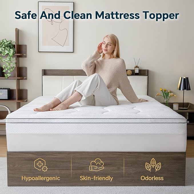 Firm Memory Foam Mattress Topper Twin XL Size - Dual Layer 3 Inch Cooling Gel Memory Pad and 1 Inch Pillow Top Mattress Cover for Back Pain - 39" x 80" x 4"