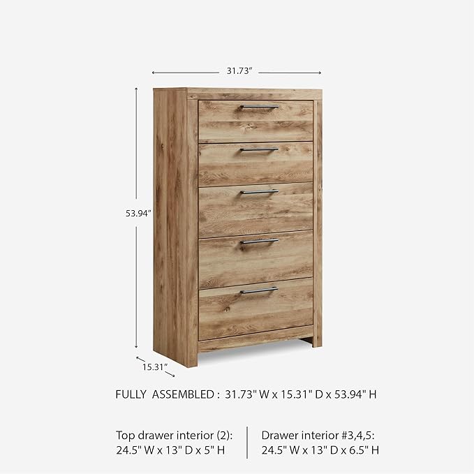 Signature Design by Ashley Hyanna Rustic 5 Drawer Chest, Rustic