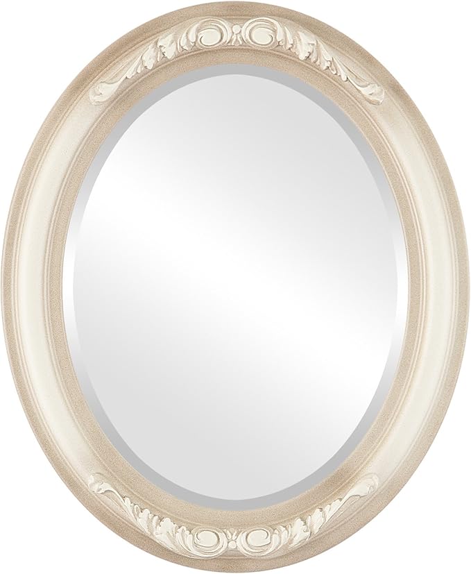 OVALCREST Oval Beveled Wall Mirror for Home Decor - Florence Style - Taupe - 32" x 26"