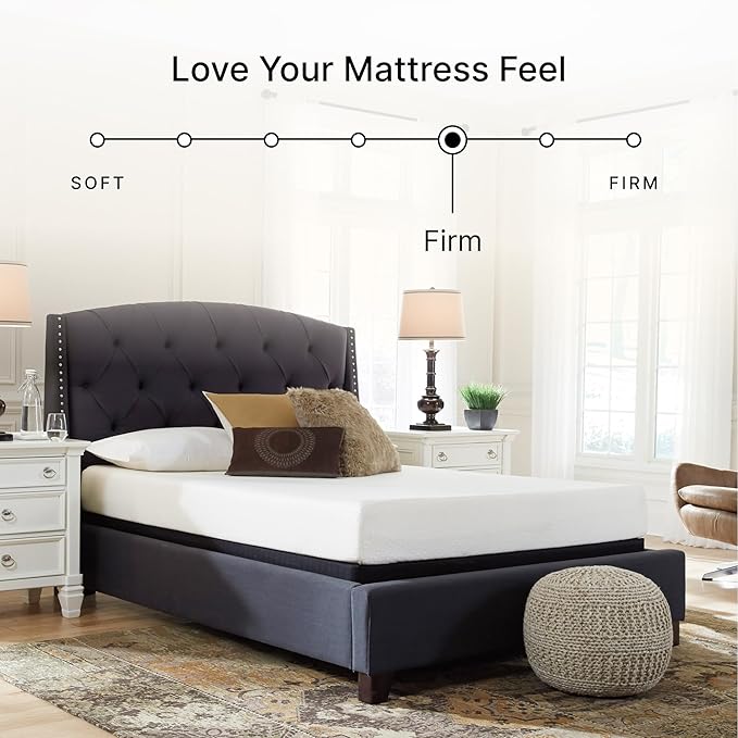 Signature Design by Ashley Queen Size Chime 8 Inch Medium Firm Gel Memory Foam Mattress with Green Tea & Charcoal Extract, Fiberglass Free, Mattress In A Box
