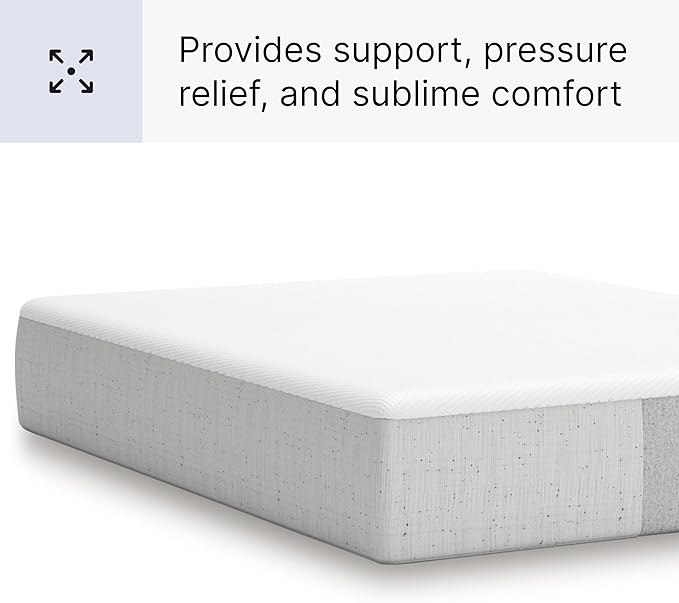 Signature Design by Ashley California King Size Cool Max 12 Inch Medium Plush Cooling Gel Infused Memory Foam Mattress for Pressure Relief, Fiberglass Free, Mattress in A Box