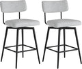 Watson & Whitely Swivel Counter Height Bar Stool Chairs Set of 2, 27.4" Fabric Upholstered Counter Stools with Back and Metal Frame, White (Multi-Colored)