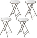 Lavish Home Set of 4 Counter Height Bar Stools - 24-Inch Backless Folding Chairs with 225lb Capacity for Kitchen, Rec Room, or Game Room (White)