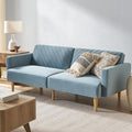 mopio 76.4" Futon Sofa Bed, Couch, Loveseat, Sleeper Sofa, Mid Century Modern Futon Couch, Sofa Cama, Couches for Living Room (Sky Blue Premium Velvet)