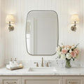 ANDY STAR Oval Mirror for Bathroom, 22x30 Brushed Nickel Oblong Bathroom Mirror for Vanity with Stainless Steel Metal Frame, Modern Anti Rust Wall Mounted