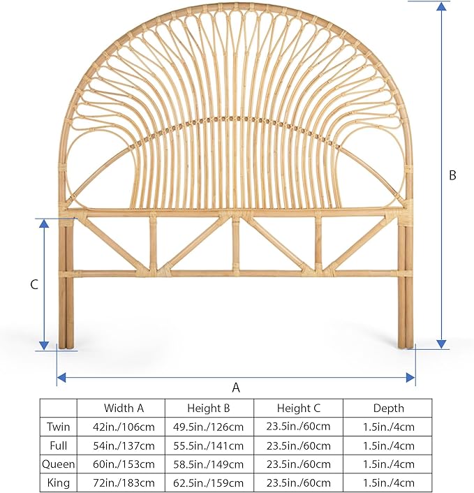 KOUBOO Rattan Loop Headboard, Full, Natural
