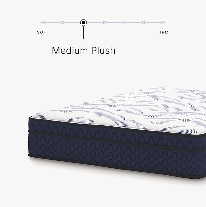 Signature Design by Ashley California King Size Stack 12 Inch Hybrid Medium Plush Cooling Gel Infused Memory Foam Mattress for Pressure Relief, Fiberglass Free, Mattress in A Box