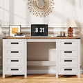 Vabches Farmhouse 60.6” Executive Desk with 7 Drawers, Computer Desk with File Drawer for Hanging Files A4, Workstation for Home Office, Study.