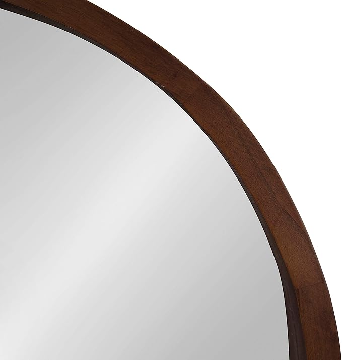 Kate and Laurel Hutton Round Decorative Modern Wood Frame Wall Mirror, 22 Inch Diameter, Walnut Finish