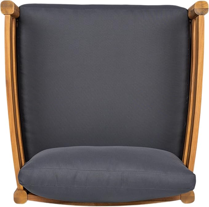 Christopher Knight Home Annie Acacia Wood Outdoor Chairs Set of 2, Patio Lounge Chair Outdoor with Slatted Back, Accent Chair with Cushions, Stylish Armchair for Balcony/Garden, Dark Gray + Teak