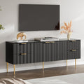 SICOTAS TV Stand for 55/60/65/70 Inch TV - 62 Inch TV Stands for Living Room Entertainment Center with 4 Drawers, Fluted Modern TV Media Console Television Cabinet for Bedroom(Black, 1 Piece)