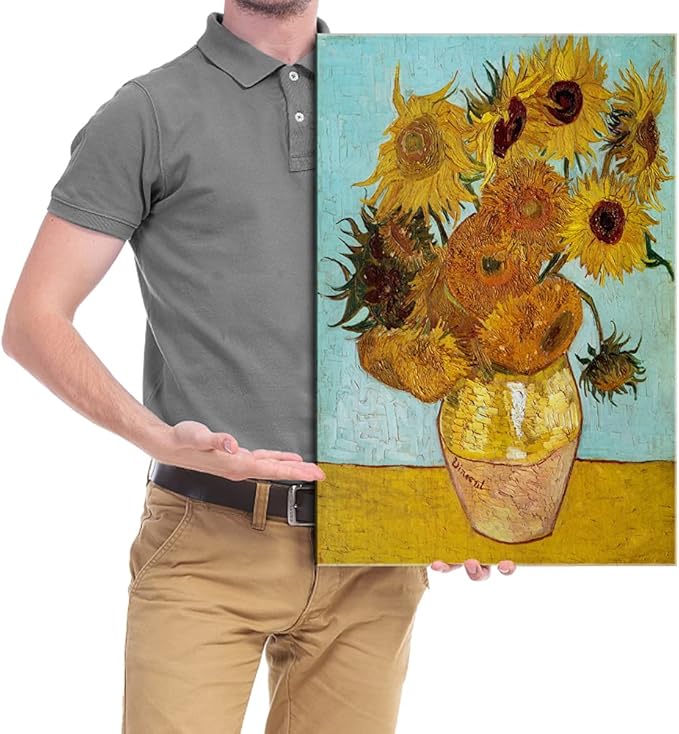 Wieco Art Sunflower by Vincent Van Gogh Oil Paintings Reproduction Large Modern Floral Giclee Canvas Prints Artwork Flowers Pictures on Canvas Wall Art for Bedroom Home Decorations L