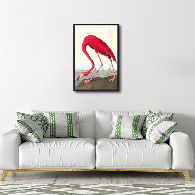 Wieco Art Framed Canvas Print Wall Art American flamingo by John James Audubon The Birds of America Reproductions Art Print for Living Room Bedroom Home Kitchen Decorations