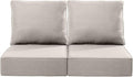 Luxury 22x24/22x25 6-Inch Outdoor Seat Cushions - Set of 2 Water Resistant Patio Chair Seat Comfortable Cushion for Rattan Dining Rocker Glider Chairs Loveseat Couch Sectional Sofa - Beige