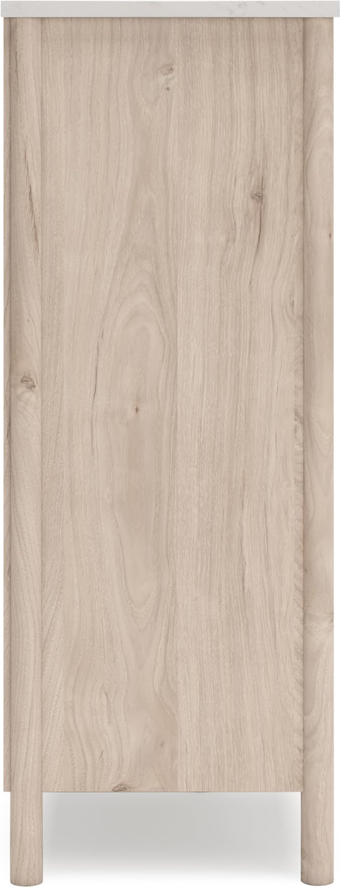 Signature Design by Ashley Cadmori Bohemian 5-Drawer Chest of Drawers with Safety Stop and Post Legs, White & Light Brown