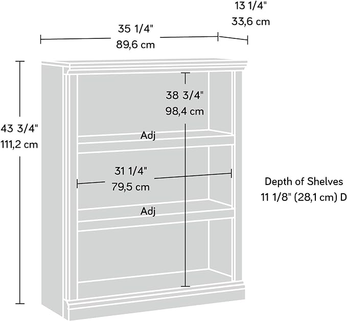 Sauder Miscellaneous Storage 3-Shelf Bookcase/ Book shelf, Jamocha Wood finish