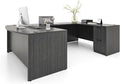 67'' U Shaped Bow Front Executive Desk with 2 Storage File Cabinets