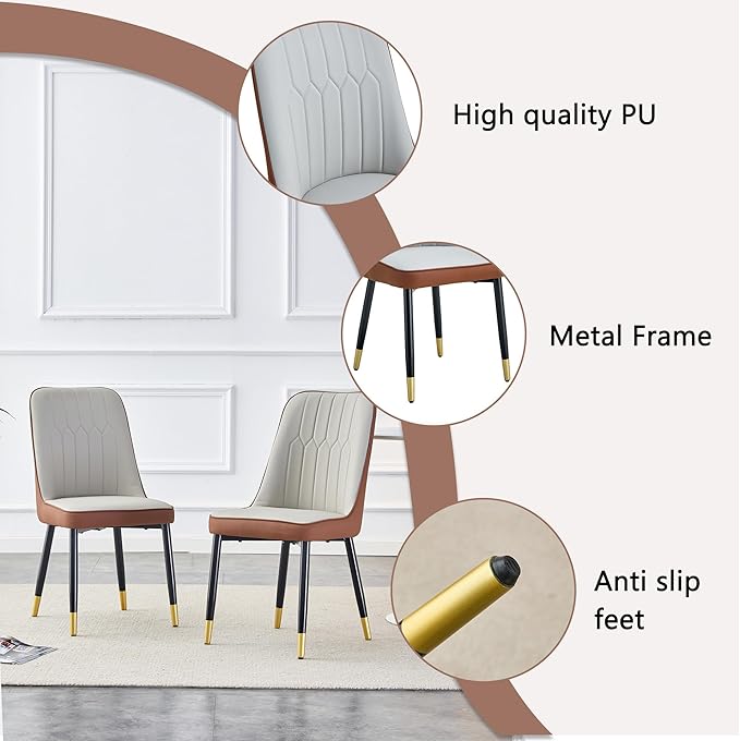5 Piece Dining Table Set with Two Storage, 47" Round Dining Table Set for 4 with PU Leather Chairs, Round Kitchen Table and Chairs for 4 with 1.7” Thick Wood Top, Roman Column Pedestal, Space-Saving