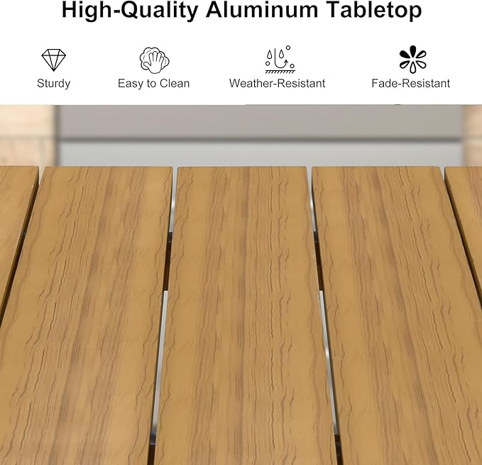 PURPLE LEAF 9 Pieces Patio Dining Set with Outdoor Aluminium Dining Table and Woven Chairs Modern Metal Furniture Cushions Sets for Garden Yard Indoor Decor Kitchen Teak