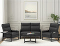 Modular Cloud Sectional Couches for Living Room, Faux Leather Loveseat & Accent Chairs Set of 2, Upholstered Sectional Sofa Set for Office, Black