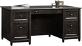 Sauder Edge Water Executive Desk, Double Ped Desks, Roomy Workspace - Estate Black Finish