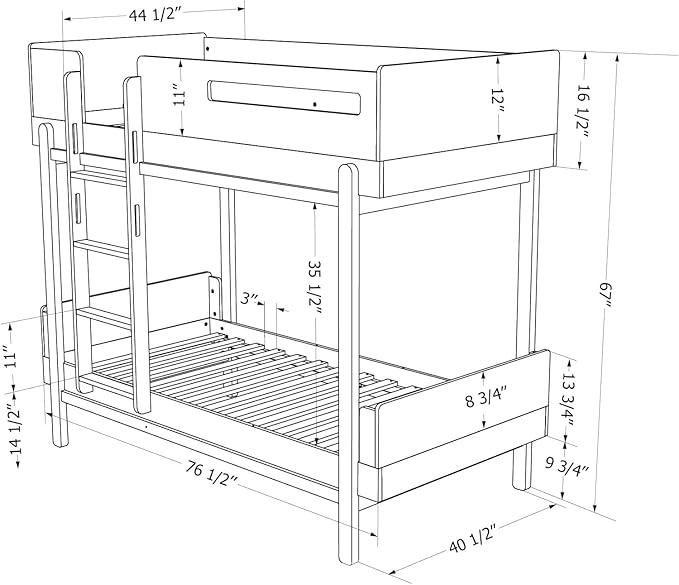 South Shore Furniture Bebble Bunk Bed, Twin, Natural and Gray