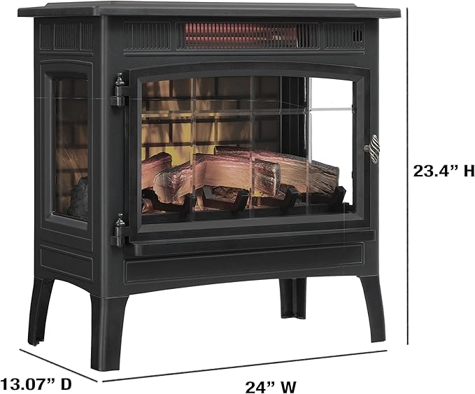 duraflame Freestanding Electric Fireplace Stove Heater with 3D Flame Effect for 1,000 Sq. Ft. Room, Black