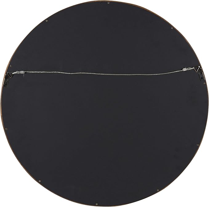 Kate and Laurel Hutton Round Decorative Modern Wood Frame Wall Mirror, 22 Inch Diameter, Walnut Finish