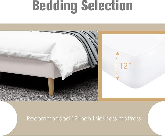 AGARTT Upholstered Platform Bed Frame King Size with Headboard and Footboard/Wooden Slats Support/No Box Spring Needed/Easy Assembly,Beige Velvet