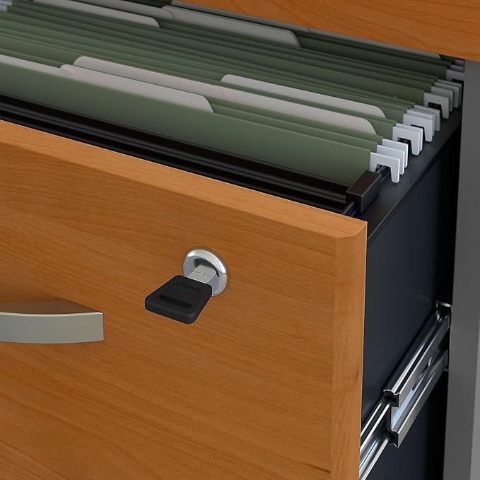 Bush Business Furniture Series C 72W L Shaped Desk with 48W Return and Mobile File Cabinet in Natural Cherry