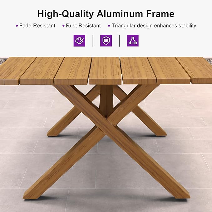 PURPLE LEAF 9 Pieces Patio Dining Set with Outdoor Aluminium Dining Table and Woven Chairs Modern Metal Furniture Cushions Sets for Garden Yard Indoor Decor Kitchen Teak