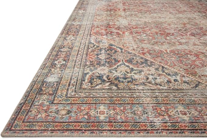 Loloi Amber Lewis Georgie Collection GER-01 Red/Navy 2'-6" x 12'-0", .19" Pile Height, Runner Rug