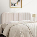 Upholstered Headboard - Striped Interval - Adjustable Height - Metal Legs - Bed Frame (Beige, King (U.S. Standard))