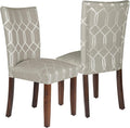HomePop Classic Parsons Dining Chair - Pewter Gray Cream Lattice (Set of 2)