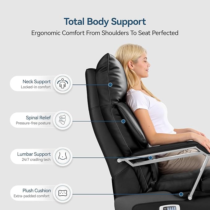 M80A Dual Motor Electric Executive Office Chair with Footrest, Comfortable Reclining Office Chair Wide Seat, Big and Tall Ergonomic Leather Home Office Desk Chair (Black,Multi-Functionality)