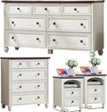 Farmhouse Dressers & Night Stand Set of 4, Wood 54" Wide Dresser & 35" Tall Chest of Drawers, 18" with Charging Station Nightstand Set of 2, Bedroom Furniture Dresser Set for Home Living Room Hallway