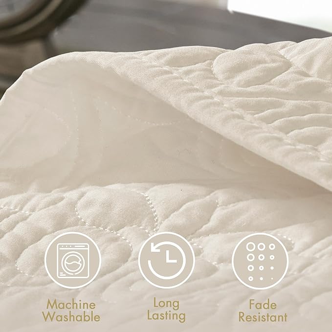 Madison Park Quebec Queen Size Quilt Bedding Set - Ivory , Damask – 3 Piece Bedding Quilt Coverlets – Ultra Soft Microfiber Bed Quilts Quilted Coverlet