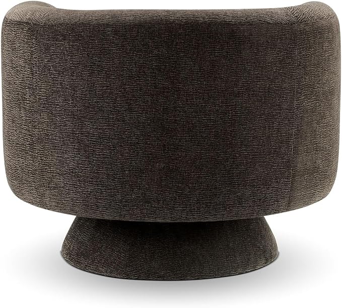 CHERS Swivel Accent Chair, Mid Century Modern Round Barrel Chairs, Upholstered Velvet Fabric Home Sofa Living Room with Solid Wood Base, Single Sofa Lounge Chair, Espresso