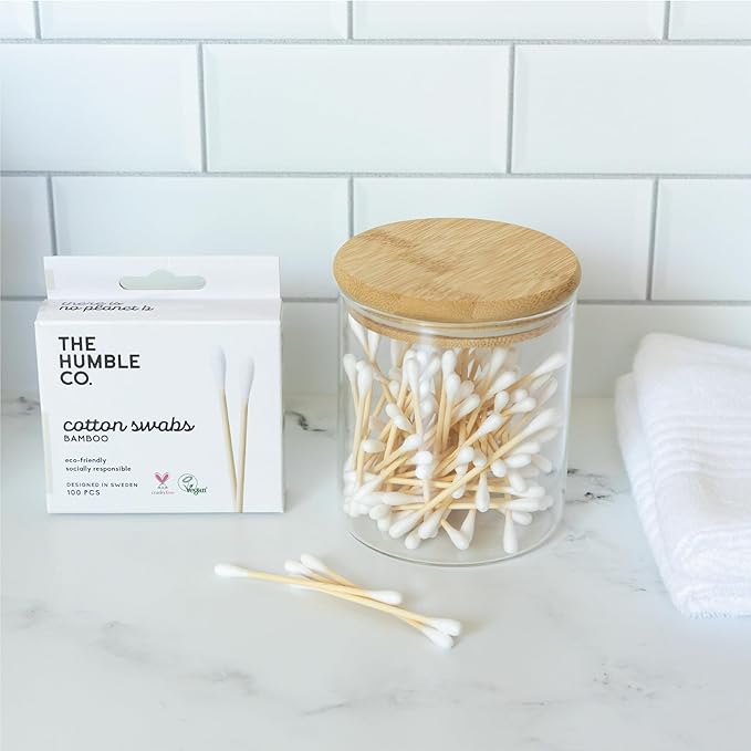 The Humble Co Bamboo Cotton Swabs, 600 Count - White Cotton Buds for Ears, Makeup, Baby Care & Cleaning - Personal Hygiene Essentials & Toiletries - Daily Products for Travel & Home