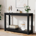 47" Entryway Table, Long Narrow Console Table with Shelves, Farmhouse Wood Sofa Table Behind Couch, Rustic Entry Table for Hallway, Living Room or Foyer, Black