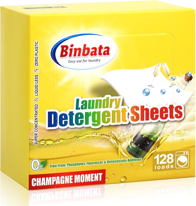 Laundry Detergent Sheets, Up To 128 Loads Champagne Scent Hypoallergenic Eco-Friendly, Biodegradable Plastic Free Liquidless Laundry Sheets Suitable for Sensitive Skin