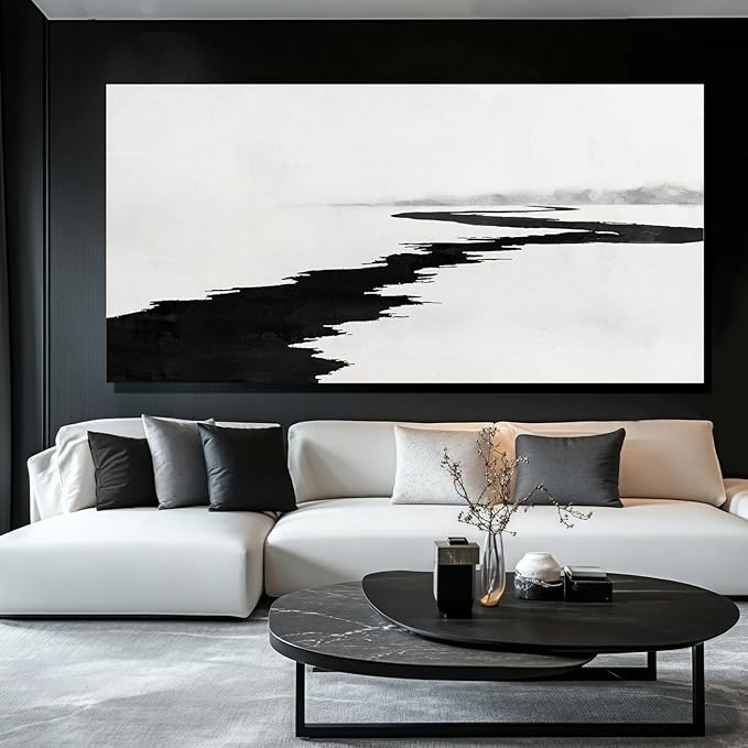 SDYA Simple Decorative Pictures Modern Home Decor 58x29 Abstract Wall Art for Living Room Kitchen Artwork Black Photo Prints